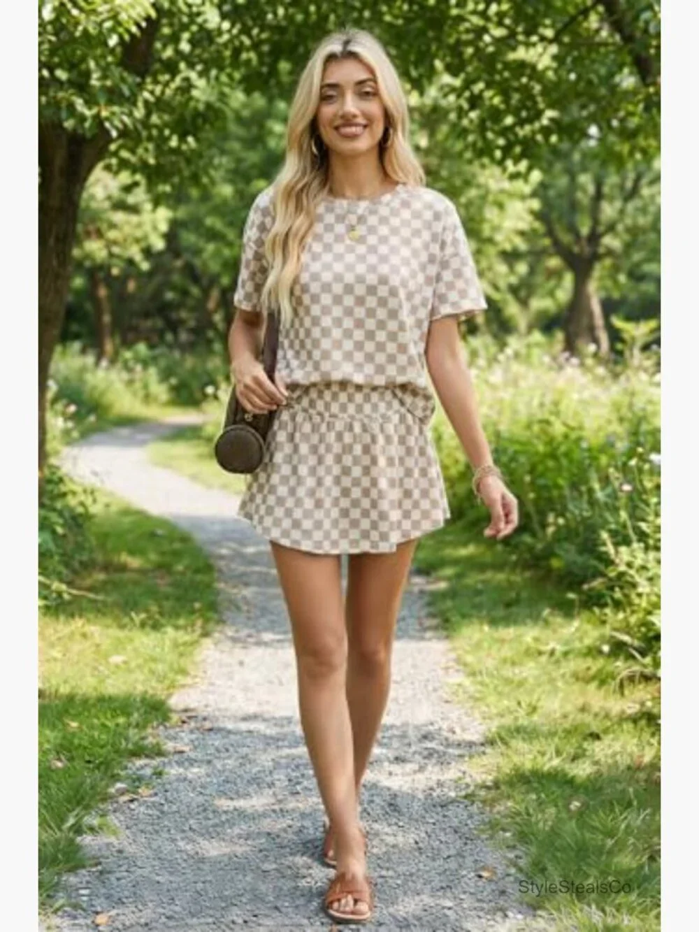 Casual Short Sleeve T-Shirt and High Waist Skort Matching Lounge Set